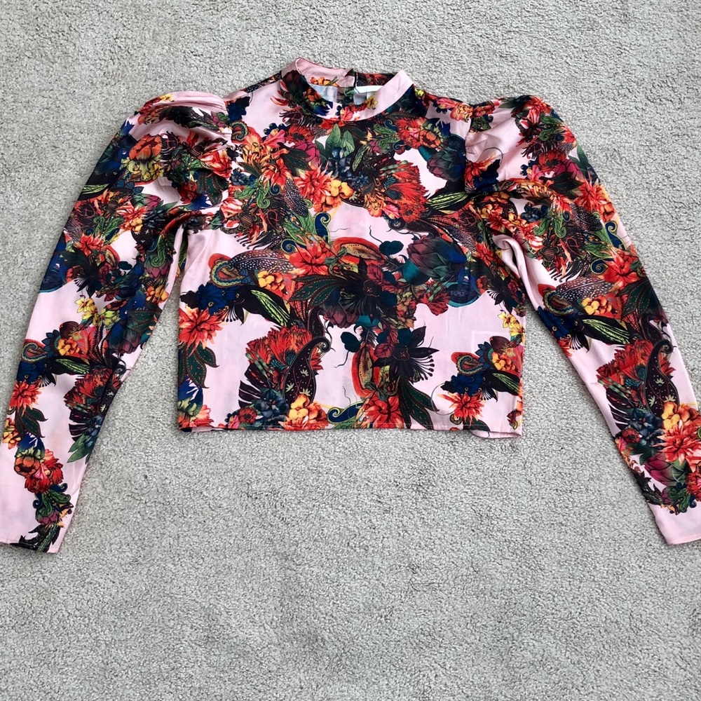 Peach Multi Printed Silk Blouse